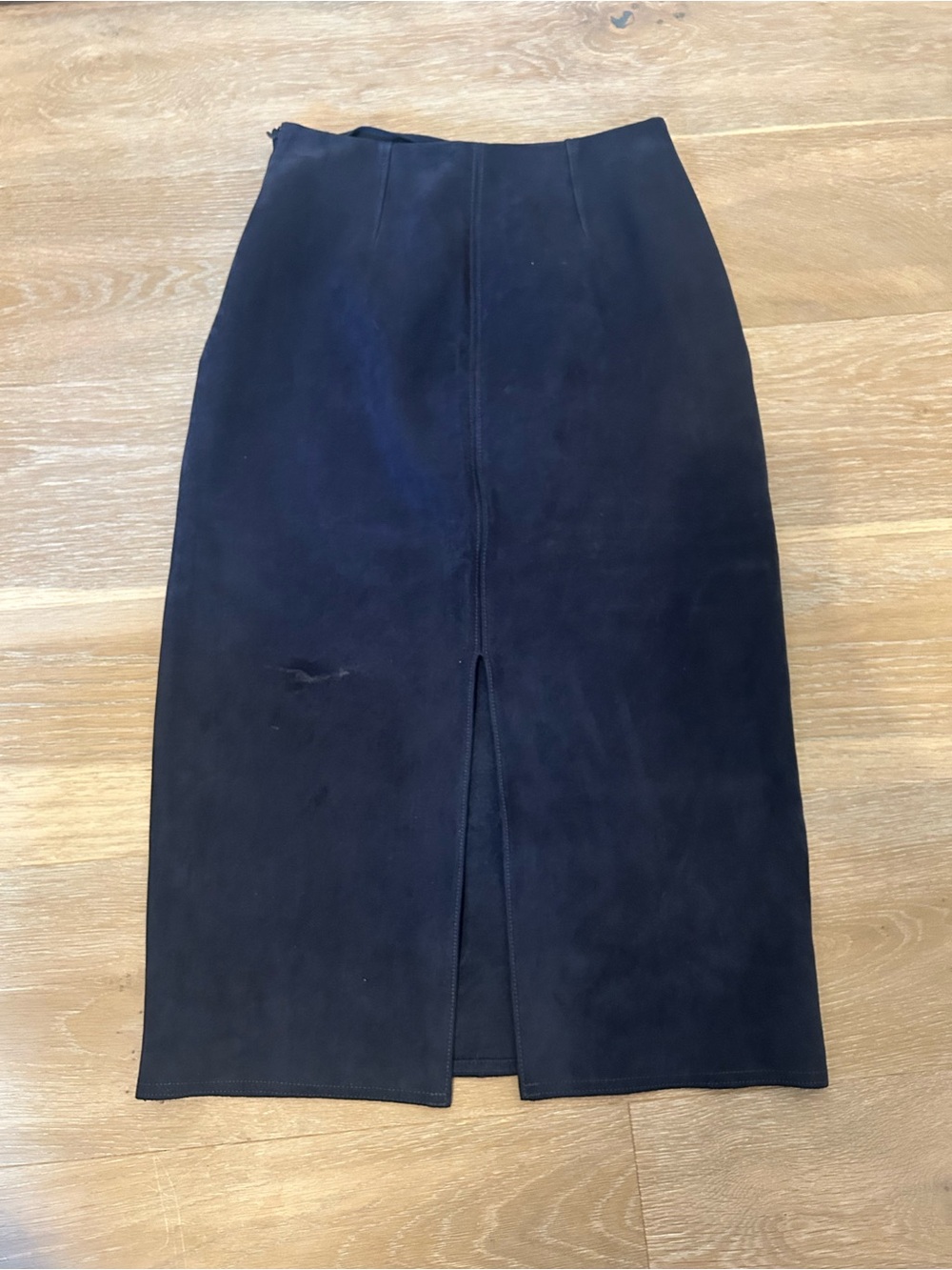Suede navy Babaton pencil skirt - size 4